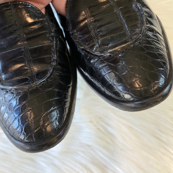 TOD’S Black Leather Croco Embossed Heels 40 - Picture 3 of 16
